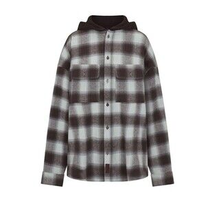 SKIMS Oversized Men’s Flannel Outdoor Hoodie Shirt XL Vapor Blue NWT